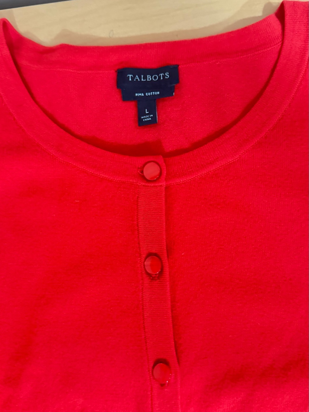Talbots Red Button-Front Cotton Top